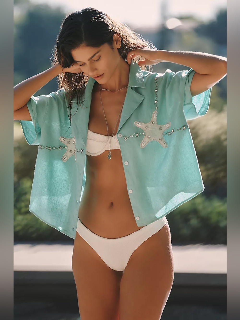NWT Size XL - Anthropologie Embroidered Linen Blend Buttondown Shirt (US$ 138)